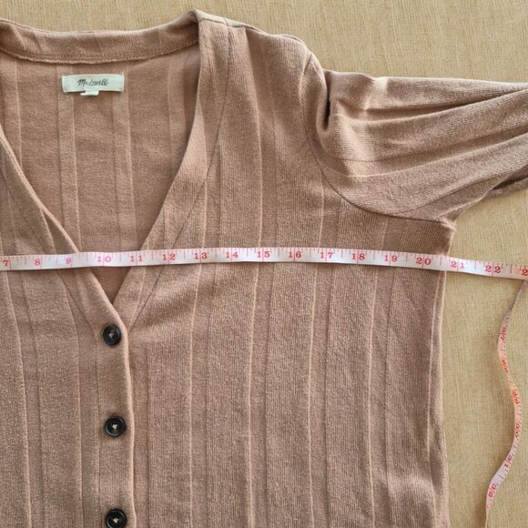 Madewell Ribbed Sweater-Knit Cardigan Faded Earth Tan Sz. Small - Picture 6 of 7
